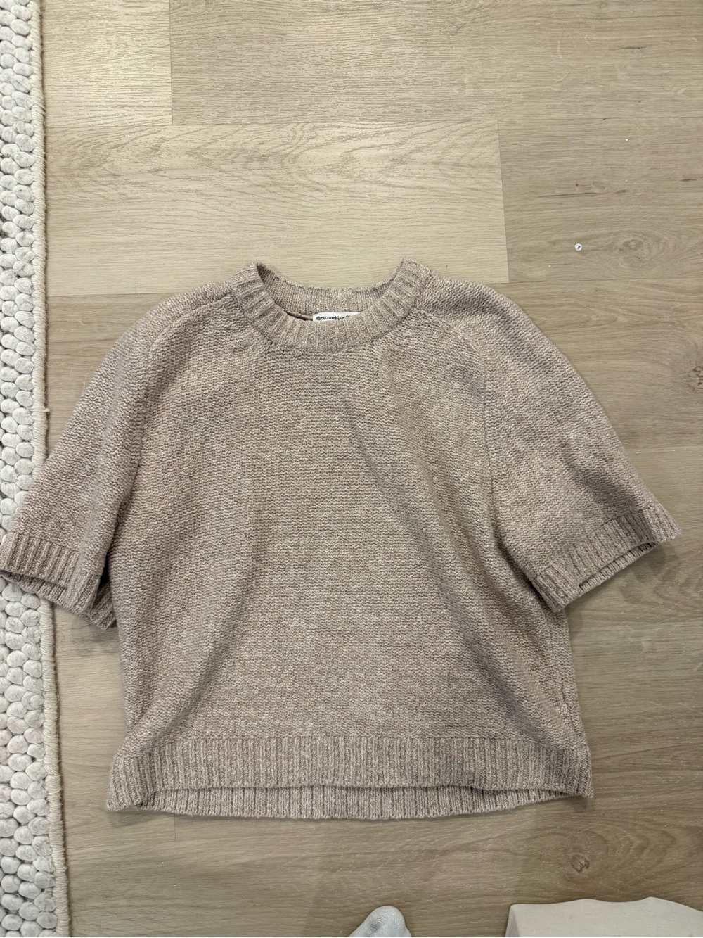 Abercrombie & Fitch Short-Sleeve Crewneck Sweater - Taupe